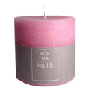 aqasha® Stumpenkerze Mon Ami Rustique - Paraffin - rosa (Höhe: 10cm, Ø = 10cm)