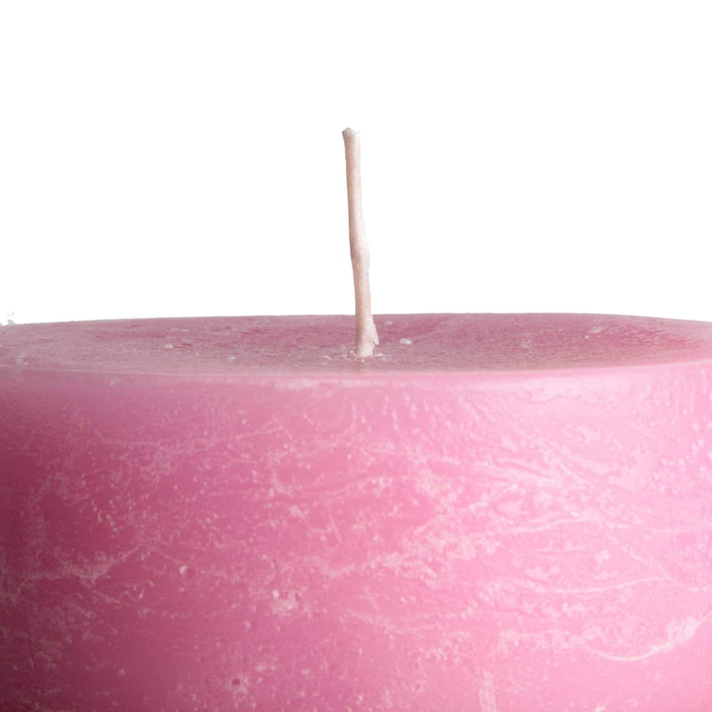 aqasha® Stumpenkerze Mon Ami Rustique - Paraffin - rosa (Höhe: 10cm, Ø = 10cm)