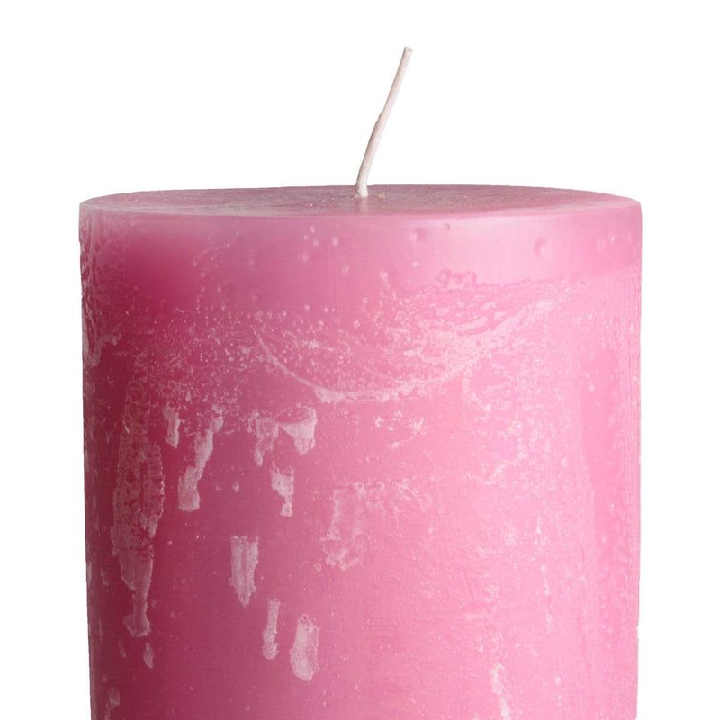 aqasha® Stumpenkerze Mon Ami Rustique - Paraffin - rosa (Höhe: 20cm, Ø = 10cm)