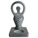 aqasha® Teelichthalter - Speckstein - Göttin - graun/schwarz (14x10 cm)