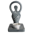 aqasha® Teelichthalter - Speckstein - Göttin - graun/schwarz (14x10 cm)