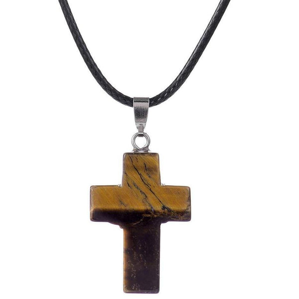 aqasha® Anhänger Tigerauge - Halskette - Kreuz (2,5x1,8 cm)