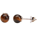 aqasha® Ohrringe Tigerauge, Sterlingsilber 925 - Ohrstecker (1,8x1,2 cm)