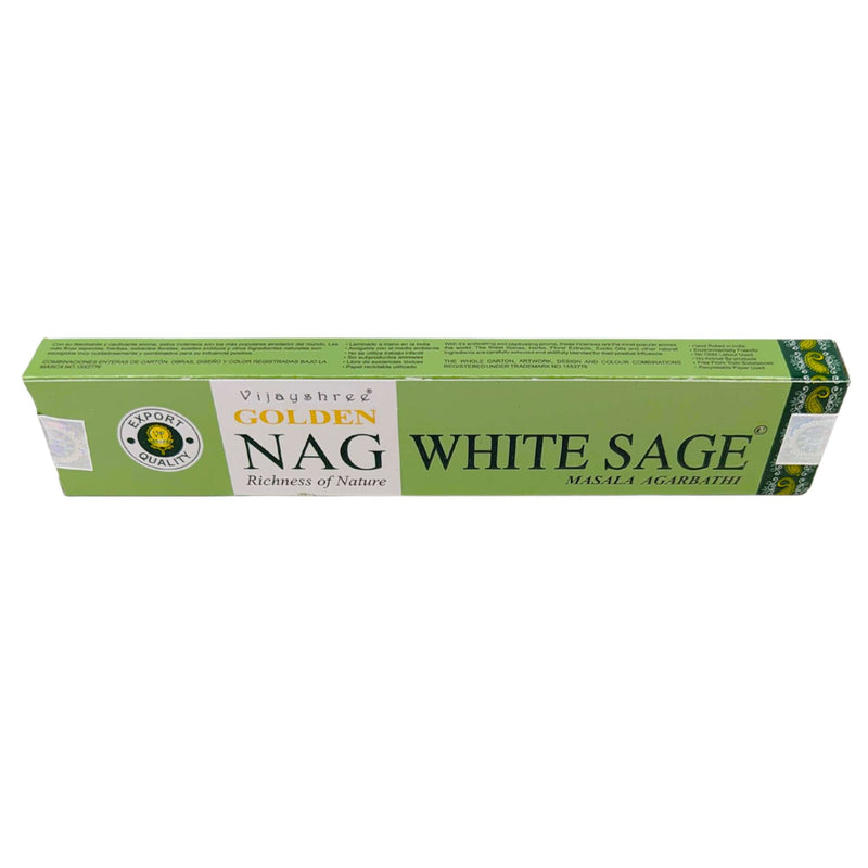 Räucherstäbchen Vijayshree Golden Nag Californian White Sage, Weißer Salbei 15g, 21cm, Brenndauer 40min